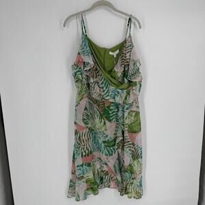 Adyson Parker dress womens XL green tropical wrap beachy resort cruise summer